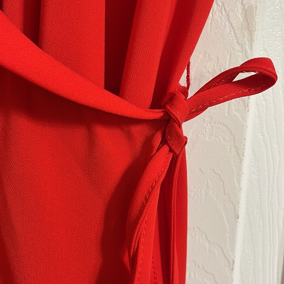 Zara Red Poppy wrap midi dress . NEW with tags . - Picture 3 of 7